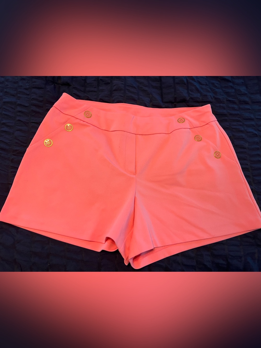 Cato bubble gum pink Shorts with Gold Button Accents